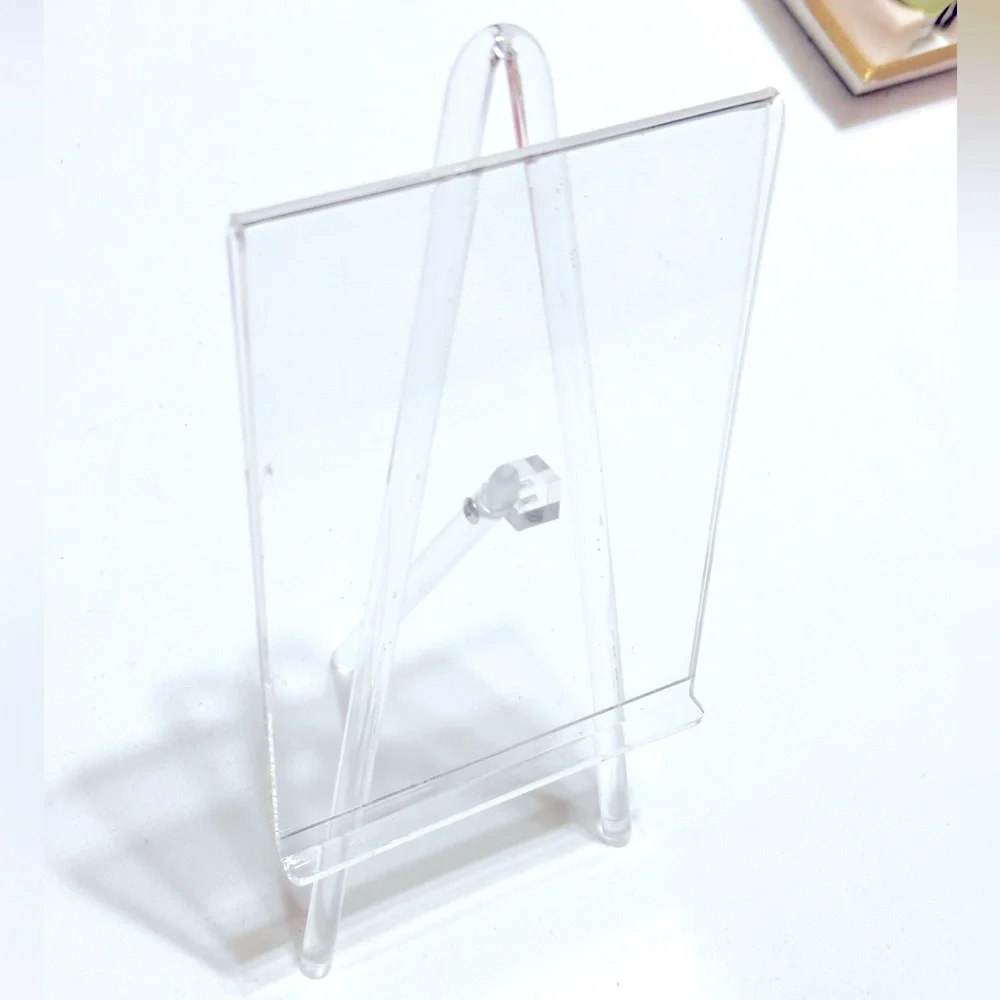 CONTAINER STORE 5”x10” Clear Acrylic Picture Frame Easel Stand Holds 5x7 Photo
